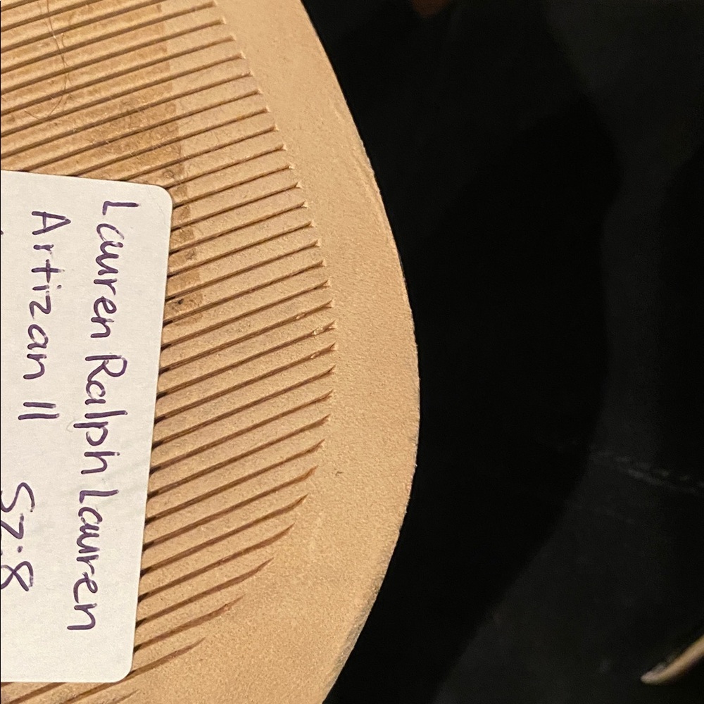 NEW Lauren Ralph Lauren Black Suede Mid-Calf Heel Boots - Picture 6 of 8